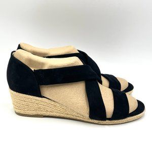 Lifestride Womens Size 10 Black‎ Comfort Espadrilles Wedges Sandals Shoes